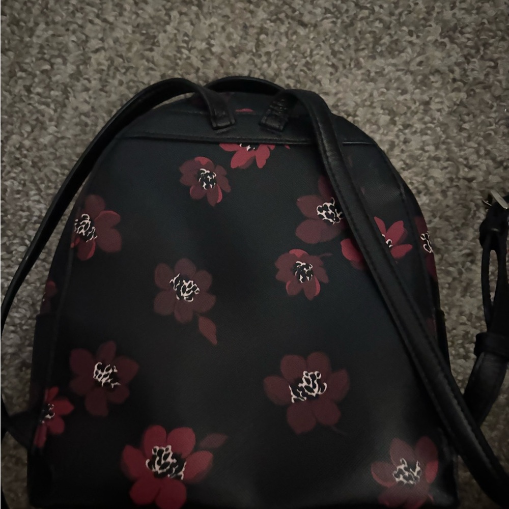 Kate Spade Black and Red Floral Backpack